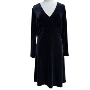 Vintage Lands End Velvet Babydoll Dress Sz L Black Whimsigoth Fairy Grunge Party